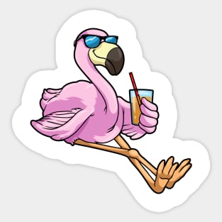 Flamingo with Drink with Drinking straw Sticker